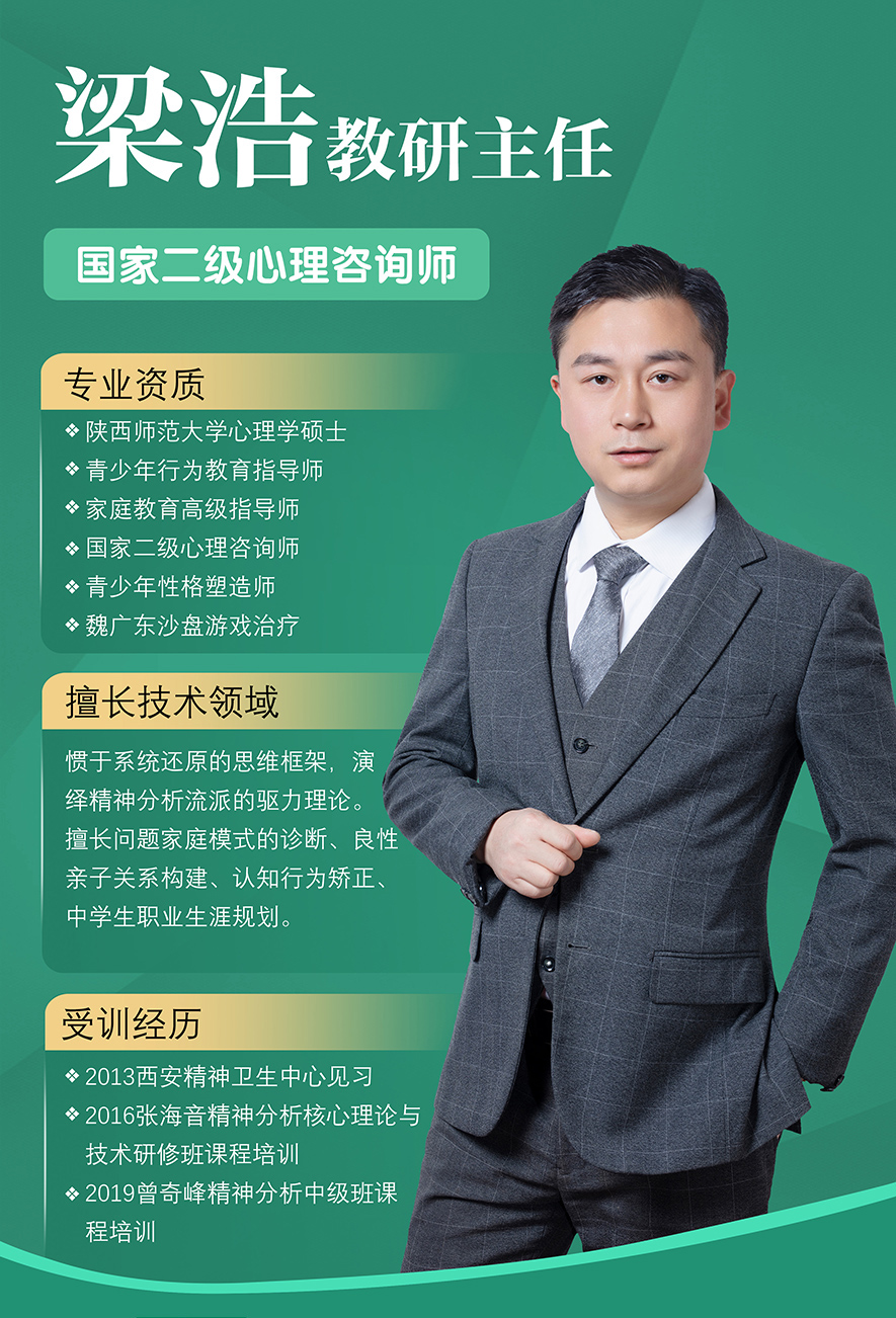 梁浩,國家二級心理咨詢師,叛逆小孩教育,心理輔導(dǎo)老師